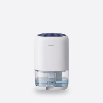 Mini déshumidificateur silencieux — packshot studio gris clair