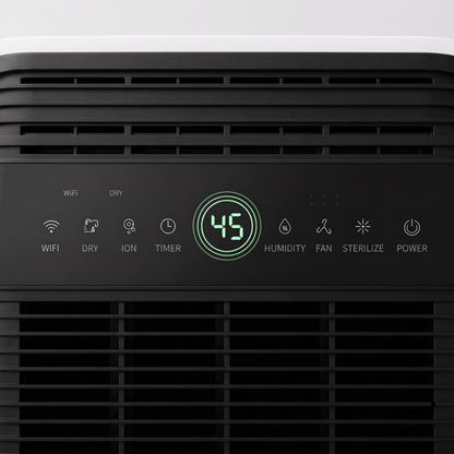 Déshumidificateur grande capacité 26 L — panneau de commande