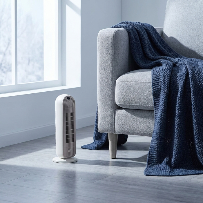 Radiateur céramique compact 1500 W — salon scandinave