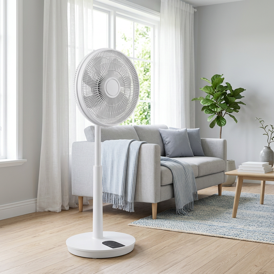 Ventilateur sur pied silencieux Ø 40 cm — salon d'été